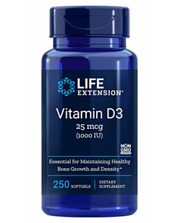 Vitamin D3, 1000 IU, 250 mekih kapsula