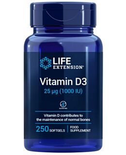 Vitamin D3, 1000 IU, 250 mekih kapsula