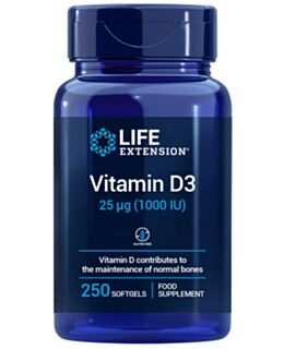 Vitamin D3, 1000 IU, 250 mekih kapsula